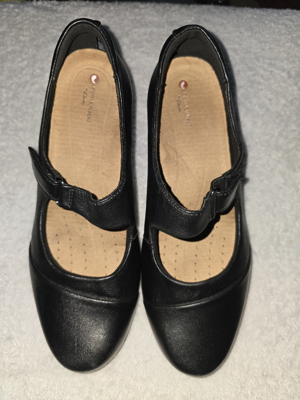 Clarks Unstructured Rosalyn Wren Black Leather Mary Jane Pump Shoes Sz 8.5